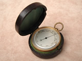Victorian pocket barometer with curved thermometer